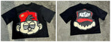 Loose Y2k Top Happy Hip Hop Print Short-Sleeved Goth T-Shirt Lovers' Sweatshirt Men's Wear-Outfit
