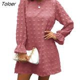 Loose O-neck Dot A-line Dress Women Long Sleeve Elegant Boho Mini Dress 2022 Spring Summer Woman Fashion Beach