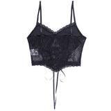 Summer New Dark Lace Lace Suede Jacquard Sexy Hot Girl Sling Top Girl-Outfit