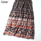 Summer 2023 Midi Skirt Women Vintage Chic Floral Print Boho Skirts Elastic Waist Casual Beach Skirt faldas mujer