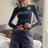 Print Fashion Y2K Jackets Long Sleeves Patchwork Turn Down Neck Coats Streetwear Autumn Cute Zip Up Outfits-Outfit