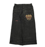 New High Street Hiphop Hip Hop Brand Printed Jeans Men's Straight Baggy Wide-Legged Pants-Outfit