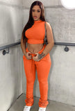 Sleeveless Crop Top and Sweatpants Two Piece