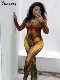 Autumn Fashion Print Trousers Set Woman 2 Pieces Long Sleeve Top+Slim High Waist Tight Pants Casual Streetwear Outfits-Outfit