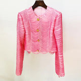2025 Star Fashion New Suit Short Jacket Half-Swear Set Pink