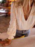 Women's New V-Neck Solid Long-Sleeved Shirt