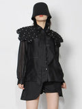 Solid Shirt For Women Peter Pan Collar Long Sleeve Lace Up Bowknot Button Through Blouse Female Clothing Style