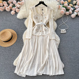 Small Scented Dress Female Senior Feeling Heavy Industry Nail Bead Metal Collar Lace Splicing Hundred Folded Fairy