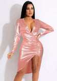 Metallic V-Neck Ruched Strings Midi Club