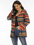 spring European and American printed knitted cardigan thin coat loose coat