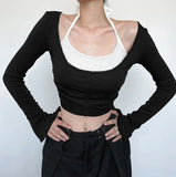 Split Horn Sleeve Pull-Rope Blouse Two-Piece Set Of New Spicy Girls In Spring And Summer 2024 Slim And Slim Suit-Outfit