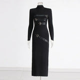 Spring 2025 New Personality Trend Wind Collar Splicing Design Sense Slim Thin Long Sleeve Dress