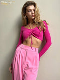 Fashion Pink Office Women'S Pants 2022 Elegant Loose Pleated Pants