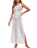 Beach Skirt Long Loose Solid Color Hollow Knitted Swimsuit Shirt Sunscreen