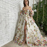 Spring And Summer New Women's Dress A Word Shoulder Open Fork Embroidery Temperament Mesh