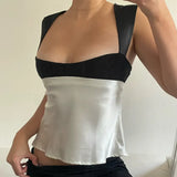 Women Satin Clothes Camisole Crop Tops Summer 2024 T-shirts Harajuku y2k Vintage Aesthetic Clothing Women Tube Top Streetwear-Outfit
