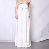 Casual Loose Women Full Length Pants High Waist Tunic Patchwork Ruffle Pleated Wide Leg Pant Female Clothes