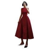 Famous Temperament Waistless Long Swing A Dress Simple Elegant Women Party Party Dress Dress