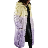 Autumer Winter Long Sleeve Top Crew Neck Women Sweater Knit Cardigan Pull Button Thick Warm Loose Casual Long Coat