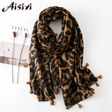 Fashion Women Leopard Print Scarf 180*100cm Foulard Femme Leopard Stole Thin Warm Shawl Winter Cashmere Scarf Good