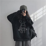 Deeptown Korean Style Women Hoodies Winter 2021 Fashion Print Sweatshirt Long Sleeve Plus Size Tops Warm Plus Velvet
