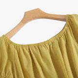 Celmia Cotton Sexy Off Shoulder Robes Solid Color Women Party Vestidos Pleats 2022 Summer Mini Dress Short Puff Sleeve