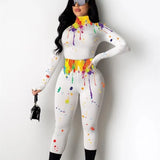 White Black Fitness 2 Piece Set Women Suit Sportwear Summer Outfits Long Sleeve Crop Top Leggings Ladies Tracksuit