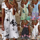 New Loose Vintage Ruffles Casual Befree Dress Large Big Summer Printed Party Beach Dresses Plus