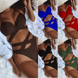 Toloer Outer Single Bikini Solid Color Sexy Female Split Swimsuit High Waist Strap Swimsuit B546K-Outfit