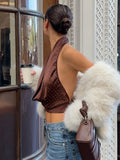 Hot Girls Pure Desire To Lead The Wave Point Hit The Color Sexy Dew Back Tonic Strap Short Umbilly Hanging Neck Small Vest
