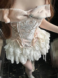 And Spicy Wind Pure Desire Bow Tie To Put On The New Summer Style High-Waisted Thin Fluffy Cake Half-Body Skirt Suit Girl-Outfit