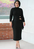 Turtleneck Cut Out Mature Midi