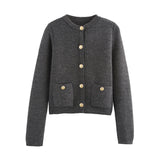 2025 New Women's Button Knitted Jacket Little Scented Women's Sweater