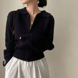 Vintage Zip Up Casual Versatile Cardigan-Outfit