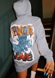 Grey Print Hooded Sweatshirt