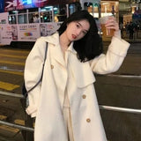 New Double-sided Woollen Cloth With Thin Waist, Medium Length Windbreaker With Fashionable Temperament, Women's Winter