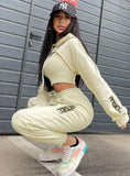 Sexy Hoodies Long Sleeve Top & Vest and Pant 3 piese