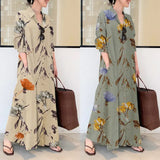 Elegant Printed Shirt Dress Women's Autumn Sundress ZANZEA Casual Long Sleeve Maxi Vestido Female Lapel Button