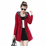 Long Plus Size Trench Coat Women New 2020 Spring Autumn Hooded Zipper Loose Female Windbreaker Fake Two Pieces