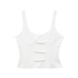 New Bowknot Trim Sexy Halter Top Vest 2866536-Outfit