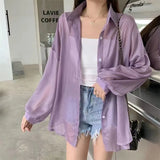 Temperament Long-Sleeved Sunscreen Shirt Women 2025 Summer New Chiffon Shirt Air-Conditioning Shirt White