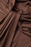 Color Wrap Ruched High Neck Long Sleeve Maxi