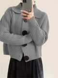 Women's Loose Korean Version Of Fashion Casual Big Collar Knitted Cardigan