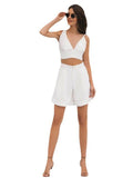 New Spring Summer Women's Suit Solid Color Two-piece Sexy Slim Tube Top High Waist Shorts 2 Piece Set Shorts and