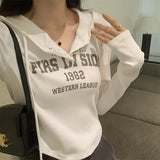 Hooded Printed Long-Sleeved T-Shirt Women's Autumn And Winter New Style Embellished Thin Short Blouse-Outfit