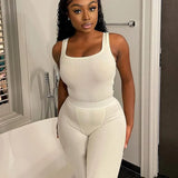 Sisterlinda Ribbed Knitted Fitness Tracksuit Women Two Piece Set Sexy Skinny Elastici Y2K Camis Tank Top+Pants Sporty