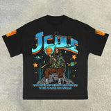 Men's T-Shirt 2024 Basketball Shirt Sports Style Short-Sleeved Cotton Print Loose T-Shirt Street Hip-Hop Blouse Short Sleeves-Outfit