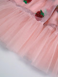 Vintage Style Sequin Strawberry Mesh Pleated Maxi