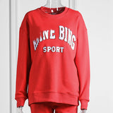Logo Flocking Graphic Sweatshirts Woman Autumn Winter Cozy Cotton Pullover Femme Casual Vintage Rock Hoodie