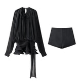 Homemade New Women's Classic Pressed Flawed Belt Design Loose Net纱 Dress